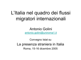 L`Italia nel quadro dei flussi migratori internazionali Antonio