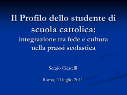 Il Profilo dello studente di scuola cattolica