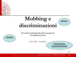 Discriminazioni e mobbing []