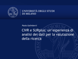 CIVR e SURplus: un`esperienza di analisi dei dati