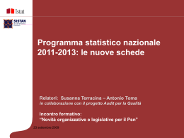 Programma statistico nazionale 2011-2013: le nuove schede
