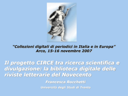 Francesca Rocchetti - CIRCE - Università degli Studi di Trento