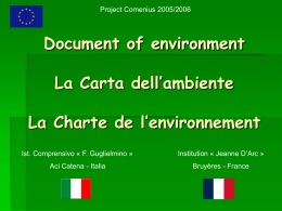 Papier of environment La Carta dell`ambiente La Charte de l
