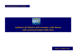 Audizione del Viceministro - Ministero dell`Economia e delle Finanze