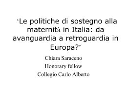 `Le politiche di sostegno alla maternità in Italia: da