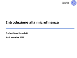 Introduzione alla microfinanza