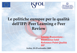 Le politiche europee per la qualità dell`IFP