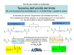 Teorema dell`unicità del limite Se una funzione f(x) ammette per x