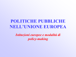 INTEGRAZIONE EUROPEA E POLITICHE PUBBLICHE