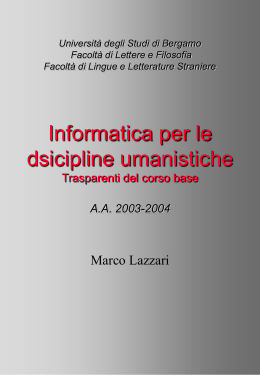 Marco Lazzari – Informatica per le discipline umanistiche