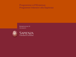 Programma LLP/Erasmus: Programmi Intensivi alla Sapienza