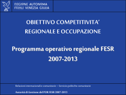Autorità di Gestione del POR FESR 2007-2013