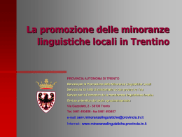 POLITICA LINGUISTICA - Provincia Autonoma di Trento