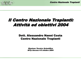 Relazione sull`attività del CNT - Trapianti