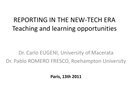 Reporting in the new-tech era – Teaching and learning