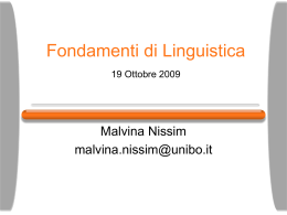 Fondamenti di Linguistica 19 Ottobre 2009