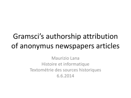 Gramsci`s authorship attribution and anonymus newspapers articles