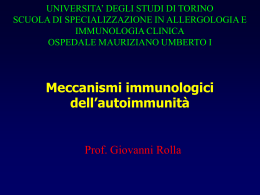 Meccanismi immunologici dell`autoimmunita`
