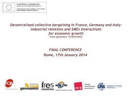 FINAL CONFERENCE Rome, 17th January 2014 Case study n.1