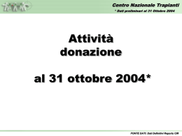dati preliminari al 31 ottobre 2004