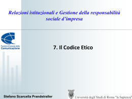 Il Codice Etico - Dipartimento di Comunicazione e Ricerca Sociale