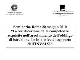 Seminario, Roma 20 maggio 2010 “La certificazione delle
