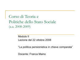 Corso di Teoria e Politiche dello Stato Sociale (a.a. 2008