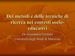 La ricerca in Psicologia sociale - Università degli Studi di Macerata