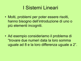 I sistemi lineari come modello di problemi