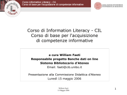 presentazione del Corso di Information Literacy