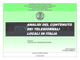 Analisi del contenuto dei Telegiornali Locali in Italia.