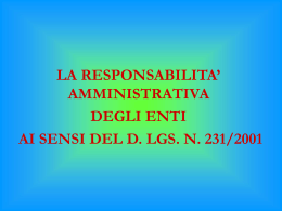 Presentazione Responsabilità Enti D. Lgs. 231/2001