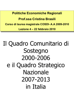 QCS 2000-2006 e il QSN 2007