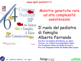 Relazione Congresso Naz. SIP 2008: Malattie Rare. A. Ferrando