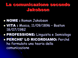 La comunicazione secondo Jakobson Francesco Paolone