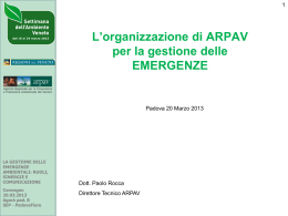 L`organizzazione di ARPAV per la gestione delle emergenze