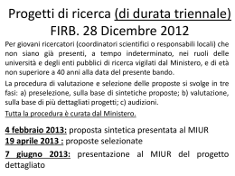 Progetti di Ricerca FIRB 2012 - Università degli Studi di Brescia