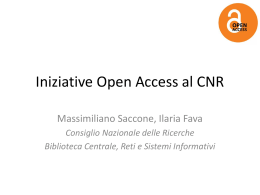 Open Access @CNR - Consiglio Nazionale delle Ricerche