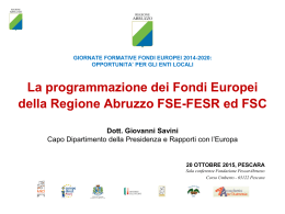La programmazione dei Fondi Europei della Regione