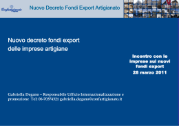 Nuovo Decreto Fondi Export Artigianato