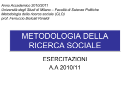 metodologia della ricerca sociale - Dipartimento di Scienze sociali e