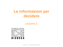 Lezione 2 - Le informazioni per decidere