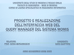 Diapositiva 1 - DBGroup - Università degli studi di Modena e Reggio