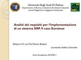 Analisi dei requisiti per l*implementazione di un sistema ERP Il caso