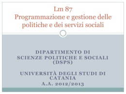 Lm 87 Programmazione e gestione delle politiche e dei servizi sociali