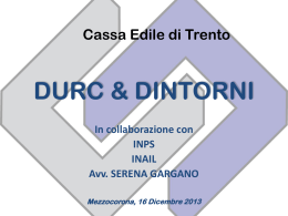 DURC & DINTORNI - Cassa Edile di Trento