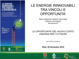 Le opportunità del Nuovo Conto Energia per i cittadini