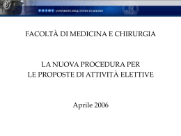 Diapositiva 1 - Medicina e Chirurgia Unimi