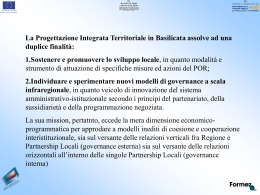 La Progettazione Integrata Territoriale in Basilicata assolve ad una