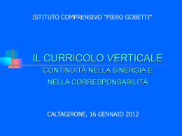 Curriculo Verticale II incontro - Istituto Comprensivo Statale Piero
